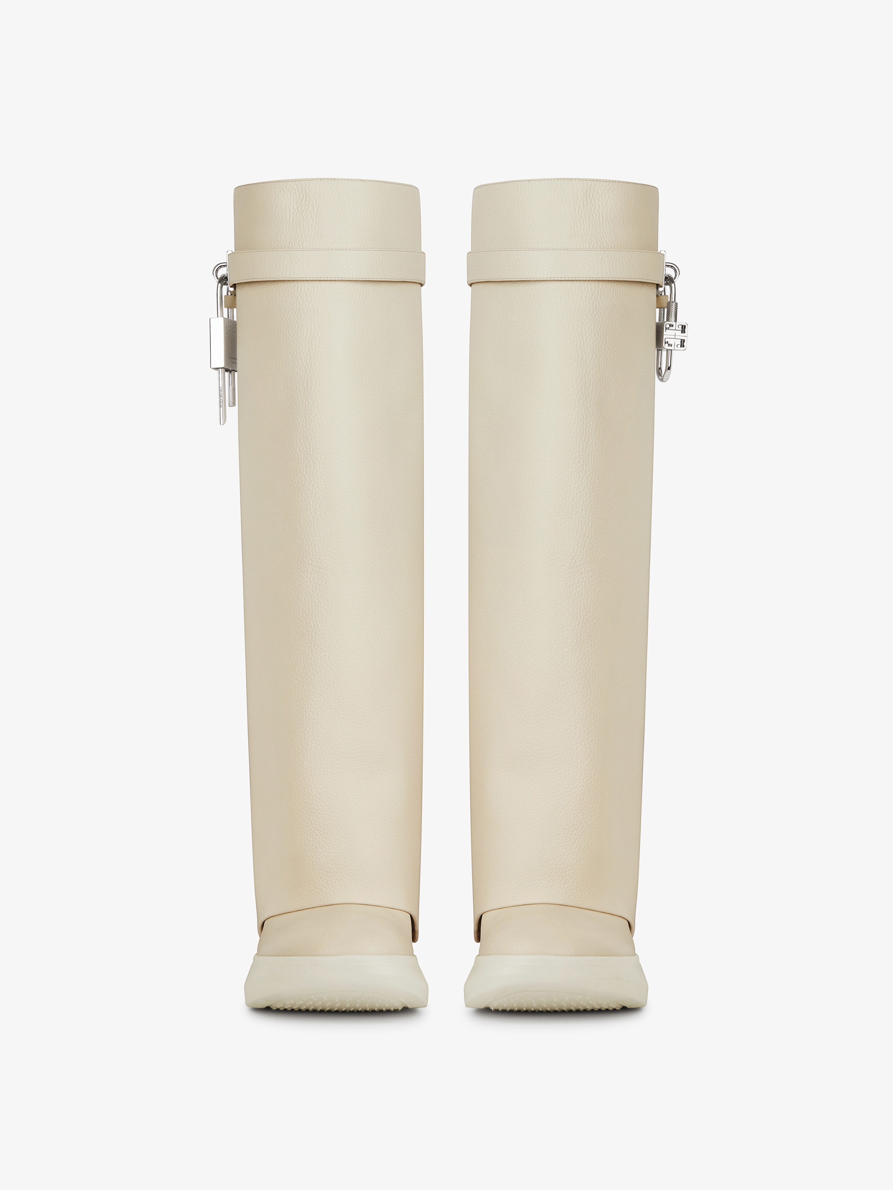 Shark Lock Biker boots in grained leather